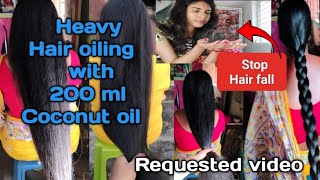 200 ml Heavy Hair oiling on long hair Hair oiling process step by stepTwin braid on long hair [upl. by Gusba]