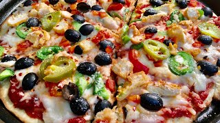 Pizza  Pourable Dough Pizza  Liquid Dough Pizza  Pourable Dough Pizza Recipe  chicken pizza [upl. by Rhys]