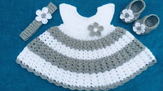 Crochet Baby Dress Tutorial Free Crochet Dress Pattern Crochet 3 Months Dress Sanda crochetampcraft [upl. by Manning]