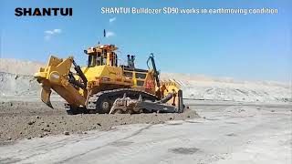 SHANTUI BULLDOZER SD90 WORKS IN EARTHMOVING CONDITION [upl. by Kolnos]