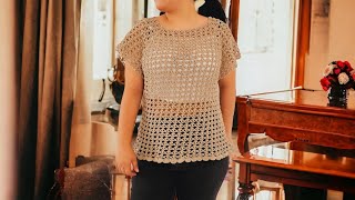 Blusa calada a crochet para mujer talla S M G EG 1XL  parte 1 [upl. by Ynobe]