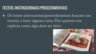 Tipos de texto narrativo informativo descritivo procedimental e dissertativo [upl. by Neehsuan]