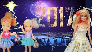 Barbie Party Anna and Elsa Toddlers New Years Eve Countdown Fireworks Barbie Toys In Action [upl. by Jaworski]