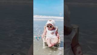 Beach relaxing baby 🍼 YouTube Short 🌊🌊 baby funny shorts [upl. by Maclean]