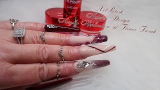 notpolishnails Autumn Design  Acrylic Application  3D Flower French  Glitter Ombré fyp nails [upl. by Jaqitsch]