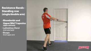 Resistance Band standing row single  double arm [upl. by Letnuhs515]