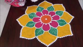 simple and easy rangoli design II free hand kolam II sankranthi muggulu [upl. by Jillayne]