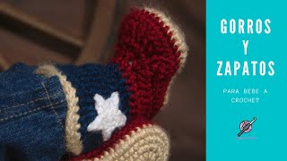 ZAPATOS Y GORROS en crochet para BEBES [upl. by Hueston]