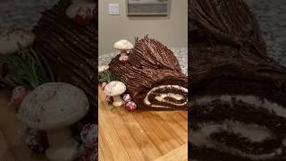 Chocolate Yule Log Cake Recipe 😍 shorts christmas [upl. by Atinar]