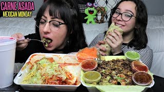 CARNE ASADA NACHOS BURRITO CHIMICHANGA MUKBANG  EATING SHOW [upl. by Helsell]