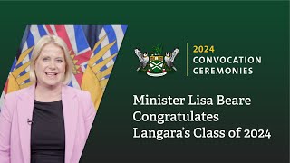 Minister Lisa Beare Congratulates Langara’s Class of 2024 [upl. by Laucsap]