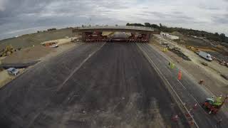 Timelapse of new Bar Hill bridge being moved into place on A14 [upl. by Euv]