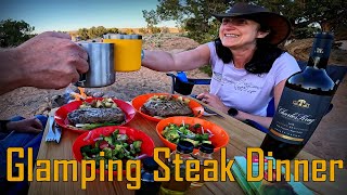 Induction Camp Cooking Steaks amp Wine [upl. by Bergmans]