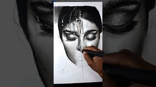 Hyper realistic portrait drawing Upcoming tutorial video  trending shorts drawing [upl. by Isahella27]