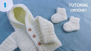 Como tejer medias escarpines a crochet para bebes Ajuar Crochet Ganchillo Parte 1 [upl. by Steere]