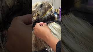 Weft hair extensions install wefthairextensions extensions hairextensions handtiedweftextensions [upl. by Naillik]