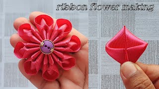 DIY  ribbon flowers  How to make ribbon flowers  Cloth Flower making  DIY Flower [upl. by Karia]