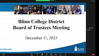 Blinn College District  Board Meeting  December 11 2023 [upl. by Drusi]