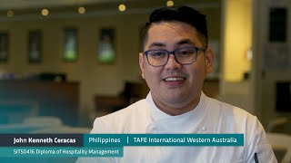 John talks about studying hospitality at TAFE International Western Australia [upl. by Ladonna]