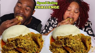 SPEED EATING CHALLENGE  FUFU AND EGUSI SOUP WITH ASSORTED MEAT  AFRICAN FOOD TheAdimFamily [upl. by Jillana411]