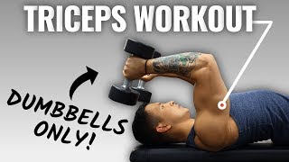 The Best ScienceBased Triceps Workout For Mass DUMBBELL ONLY [upl. by Macdermot760]