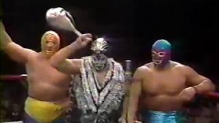 Mil MascarasDos CarasSicodelico vs El Fabuloso BlondyMike StoneRick Patterson [upl. by Oalsecnew]