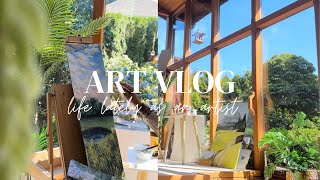 ART VLOG life lately🌱realistic week in my life in my art studio amp painting through day and night [upl. by Xuaeb]