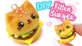 DIY Kawaii KITTEN BURGER Charm  CLAY DIY  KAWAII FRIDAY [upl. by Ruvolo]