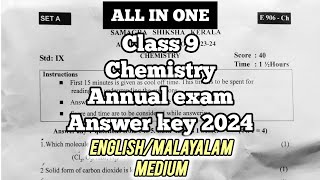 Class 9 chemistry annual exam answer key 2024English medium and malayalam medium [upl. by Ahsieym]