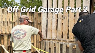 Pallet Cabin  Off Grid Garage  Part 2  E232 header TopPlate RebarPins Stub walls [upl. by Land415]