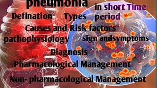 PneumoniaDefinationTypesCausesandRisk factorspathophysiologySignsymptomsDiagnosispharmacology [upl. by Aihsenrad]