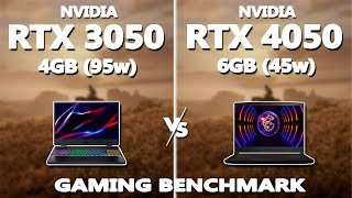 RTX 4050 45w vs RTX 3050 95w Gaming Benchmark  MSI GF632023 vs Acer Nitro 52022 [upl. by Amilah]