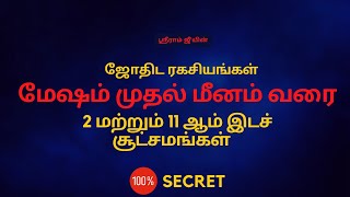 2 மற்றும் 11 ஆம் இடச் சூட்சமங்கள்  மேஷம் முதல் மீனம் வரை  100 Secret  Sri Mahalakshmi Jothidam [upl. by Senior113]