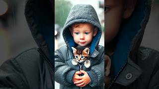 Sad Homeless Kitten Saved by a Little Boy🩷😿 cat shortvideo aicat [upl. by Iturk]