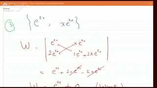 Finding Wronskian to Determine if two functions are Linearly Independent or Dependent EX 0714 [upl. by Neerak]