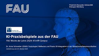 Reflexion und Praxis KIIntegration in der Wissenschaftskommunikation  Dr Anna Schneider [upl. by Anawait]