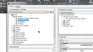 Autocad 2016  Create a Workspace 70 [upl. by Nodyroc]