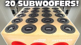 BIGGEST 65quot Subwoofer Setup EVER 20 SUNDOWN Subs w Sound System DEMO amp 2 12quot Ported Subwoofers [upl. by Adnilema]