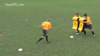 Offload through tackle 1v2  basic rugby drill [upl. by Yuzik12]