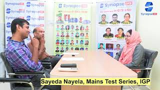 Rank53 Sayeda Nayela OCS 2022 SynapseIAS Prelim Mains Test series and Interview Student [upl. by Jeff740]