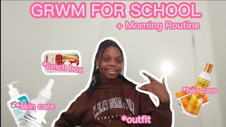 GRWM FOR SCHOOL  MORNING ROUTINE outfit skin care hair care lip care lunch box  Its Bryana🦋 [upl. by Ocirled207]