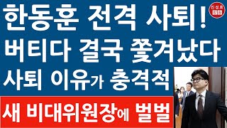 긴급 한동훈 사퇴 그 이유가 충격적 방금 기자회견 국민의힘 급속 안정 이재명 난리났다 진성호의 융단폭격 [upl. by Caswell]