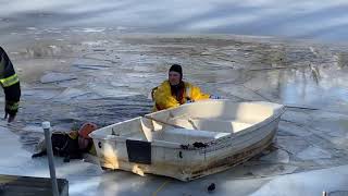 Dog saved from ice by Amesbury Police Department [upl. by Nylahsoj]