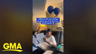 84yearold former firefighter surprised with tickets to 1st World Series thanks to loved ones [upl. by Colver]