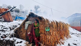 Best Life in The Nepali Mountain Village During the Snow  Documentary Video Snowfall Time [upl. by Anihcak]