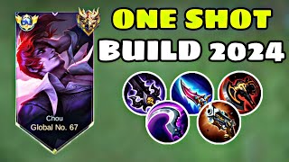 ONE SHOT CHOU WITH THIS FULL BUILD AND EMBLEM 2024 UNLI LEGENDARY [upl. by Annawat]