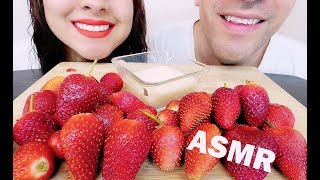 STRAWBERRIES WITH CONDENSED MILK ASMR EATING SOUNDS  NO TALKING  Honey Woman ASMR [upl. by Aynekal]