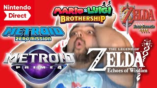 NINTENDO DIRECT REACTION HIGHLIGHTS METROID PRIME 4 ZELDA ECHOES OF WISDOM NEW MARIO amp LUIGI GAME [upl. by Nivrae]