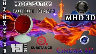 Modélisation Fauteuil Design  Substance Painter  Modélisation dépliage UV Export Texture [upl. by Lydell]