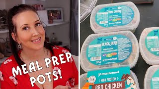 MUSCLE FOOD  PREPPED POTS UNBOXING  READY MEALS  WEIGHTLOSS [upl. by Rdnaskela]